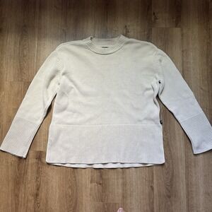 Gap Women's  Beige 100% Cotton Crew Neck Split Hem Sweater Size M